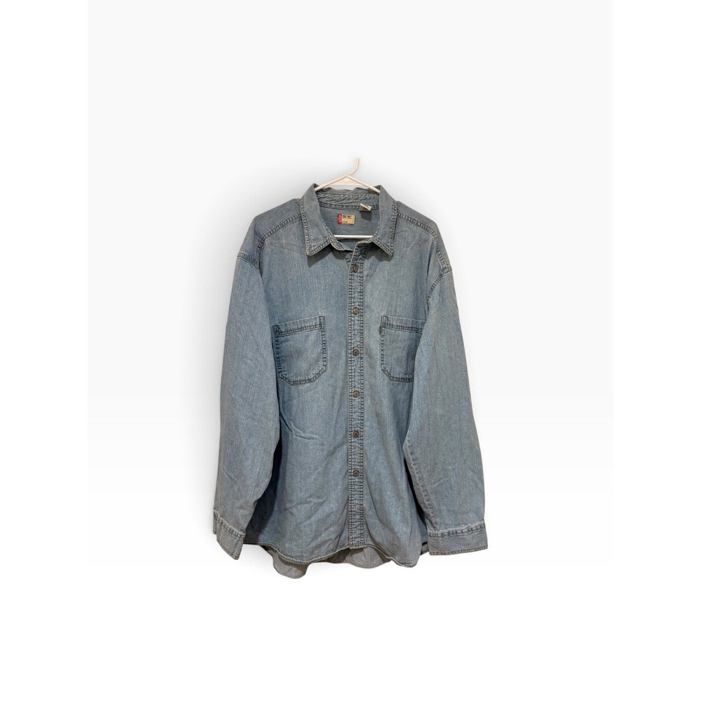Levis Denim Y2K Shirt Button Up Medium Wash XL Red Tab Western Gorp Retro Street